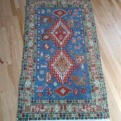 Beautiful vintage handmade Tibetan yak hair rug / carpet 67" x 37"