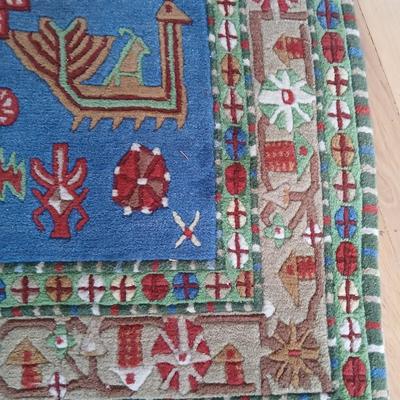 Beautiful vintage handmade Tibetan yak hair rug / carpet 67" x 37"
