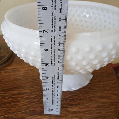 Antique nickel-plated Alladin style table lamp converted oil lamp with milk glass hobnail shade