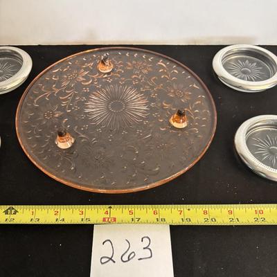 Vintage Footed Cake Plate and Leonard Coaster