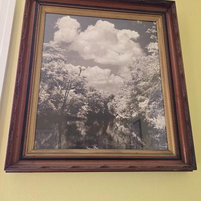 Wall art - Wood framed Suwannee River with trees and clouds