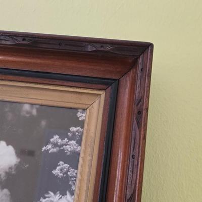 Wall art - Wood framed Suwannee River with trees and clouds