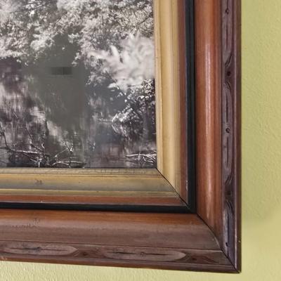 Wall art - Wood framed Suwannee River with trees and clouds