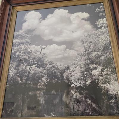 Wall art - Wood framed Suwannee River with trees and clouds