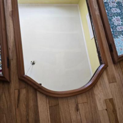 Antique Tri fold Wall mirror with decorative sides
