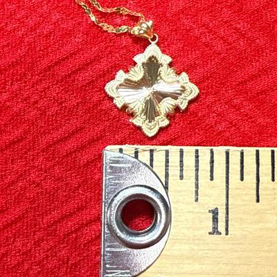 J1-14 K stamped gold chain with 14k stamped cross