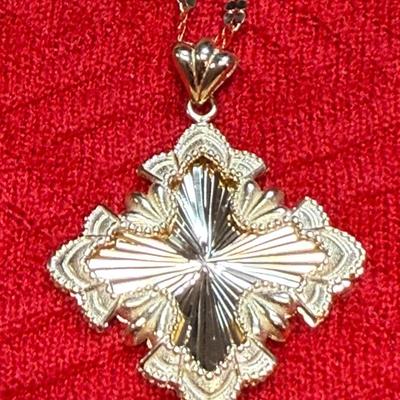 J1-14 K stamped gold chain with 14k stamped cross