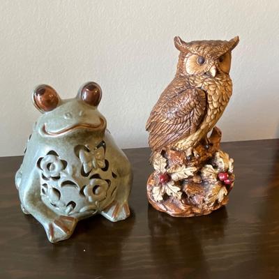 Ceramic Frog (lights up) and Ceramic Owl