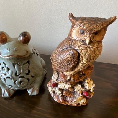 Ceramic Frog (lights up) and Ceramic Owl