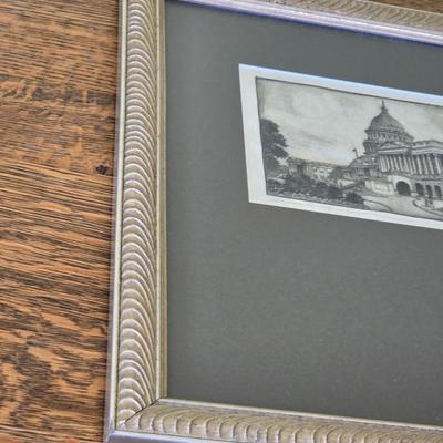 Framed wall art - Signed Original Etching by Benson B Moore " The U.S. Capitol"