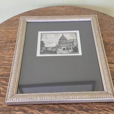 Framed wall art - Signed Original Etching by Benson B Moore " The U.S. Capitol"
