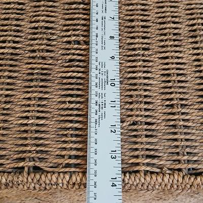 Wicker file basket with a neat, designed bulletin board