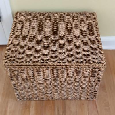 Wicker file basket with a neat, designed bulletin board