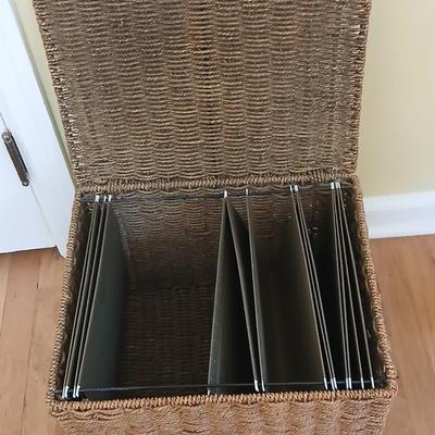 Wicker file basket with a neat, designed bulletin board