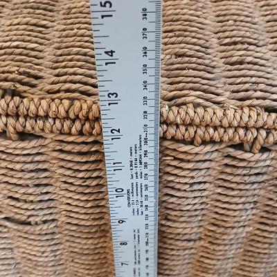Wicker file basket with a neat, designed bulletin board
