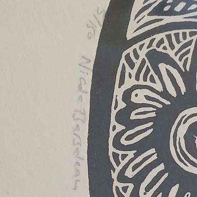 Framed Wall art original signed & numbered "Bee Mandala Nicola Barsaleau... 5/150 with faux book / storage box of batteries