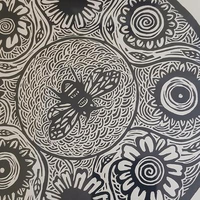 Framed Wall art original signed & numbered "Bee Mandala Nicola Barsaleau... 5/150 with faux book / storage box of batteries