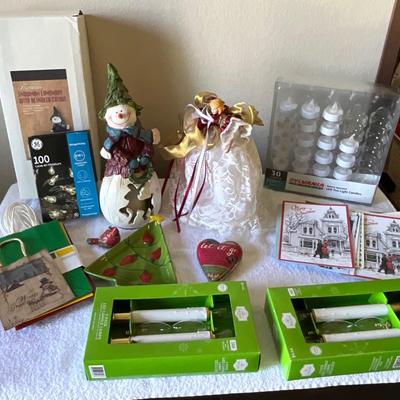 Christmas items, Snowman, T-lights, etc
