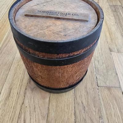 Antique Nordac's Cigar Co. Tampa Florida Cigar barrel - stamped on base - 1887 City of Tampa with antique tags