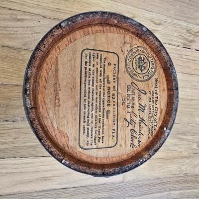 Antique Nordac's Cigar Co. Tampa Florida Cigar barrel - stamped on base - 1887 City of Tampa with antique tags