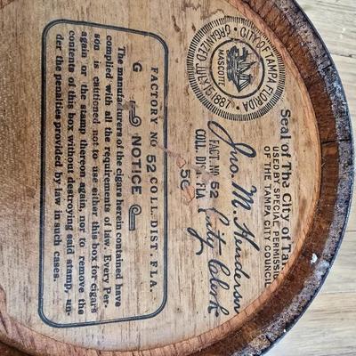 Antique Nordac's Cigar Co. Tampa Florida Cigar barrel - stamped on base - 1887 City of Tampa with antique tags
