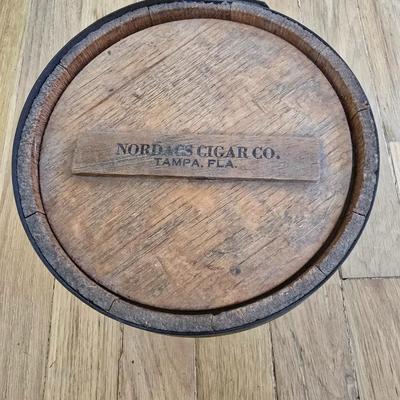 Antique Nordac's Cigar Co. Tampa Florida Cigar barrel - stamped on base - 1887 City of Tampa with antique tags