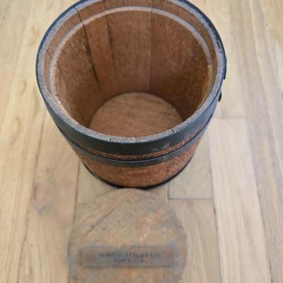 Antique Nordac's Cigar Co. Tampa Florida Cigar barrel - stamped on base - 1887 City of Tampa with antique tags