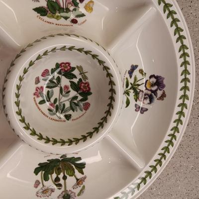 PORTMEIRION BOTANIC GARDEN 14" CHIP AND DIP SERVER