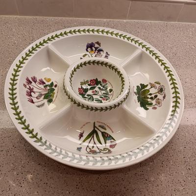PORTMEIRION BOTANIC GARDEN 14" CHIP AND DIP SERVER