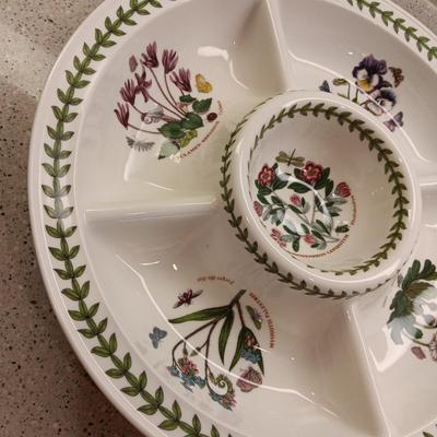 PORTMEIRION BOTANIC GARDEN 14" CHIP AND DIP SERVER