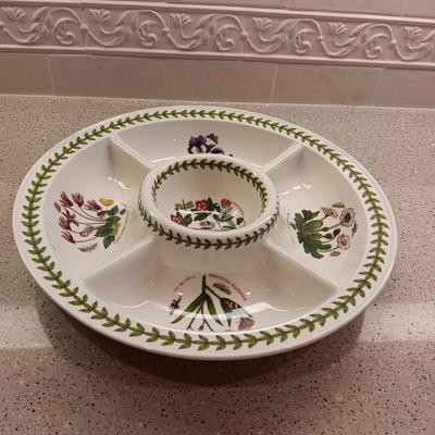 PORTMEIRION BOTANIC GARDEN 14" CHIP AND DIP SERVER