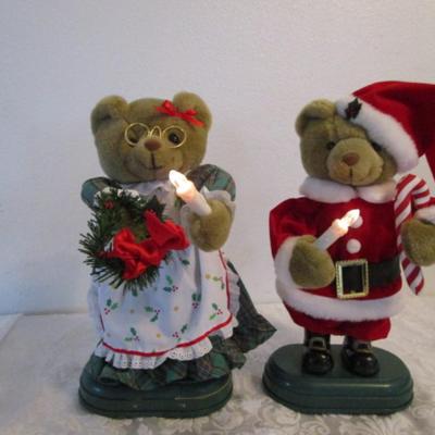 Vintage Santa & Mrs. Claus Twinkling musical Teddies