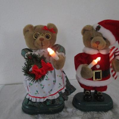 Vintage Santa & Mrs. Claus Twinkling musical Teddies