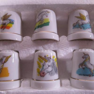 New Unicorn porcelain thimble set