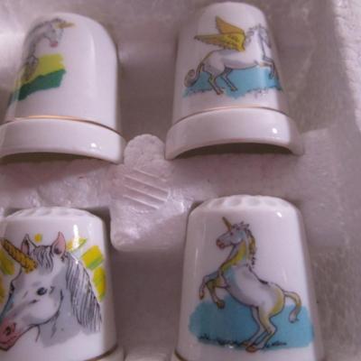 New Unicorn porcelain thimble set