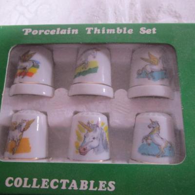 New Unicorn porcelain thimble set