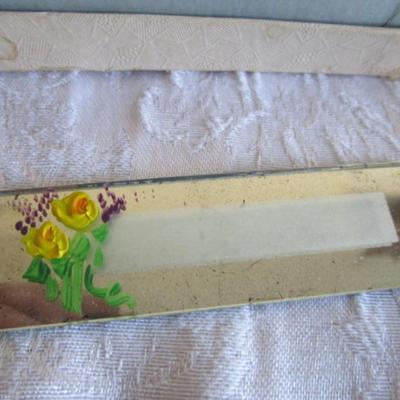 Vintage mirror, wall hanging & 8 glass mirror place cards