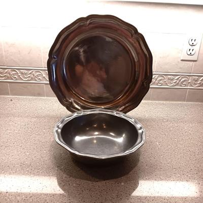 WILTON RWP PEWTER PLATTER AND SERVING BOWL