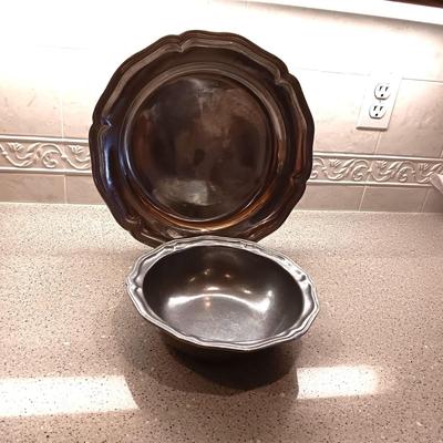 WILTON RWP PEWTER PLATTER AND SERVING BOWL