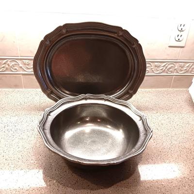 WILTON MOUNT JOY PEWTER PLATTER AND SERVING BOWL