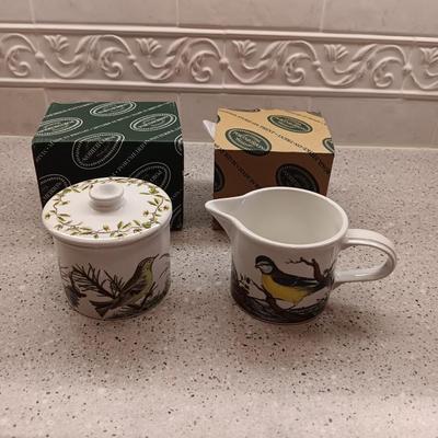 PORTMEIRION BIRDS OF BRITAIN CREAM AND SUGAR SET