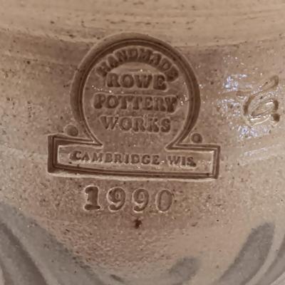 HANDMADE ROWE POTTERY WORKS CREAM AND SUGAR SET AND HONEY POT