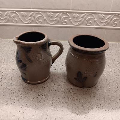 HANDMADE ROWE POTTERY WORKS CREAM AND SUGAR SET