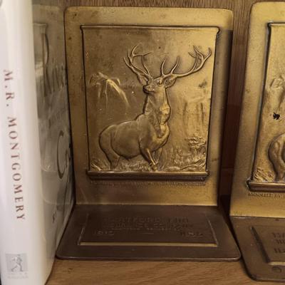 BRASS HARTFORD FIRE INSURANCE COMPANY 1810-1935 BOOK ENDS, BOOKS AND GREETING CARDS