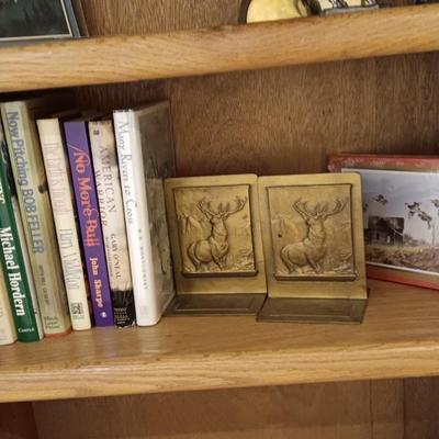 BRASS HARTFORD FIRE INSURANCE COMPANY 1810-1935 BOOK ENDS, BOOKS AND GREETING CARDS