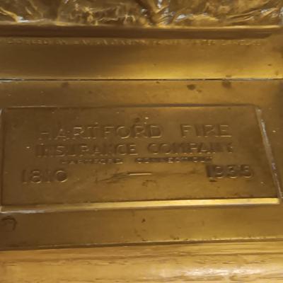 BRASS HARTFORD FIRE INSURANCE COMPANY 1810-1935 BOOK ENDS, BOOKS AND GREETING CARDS