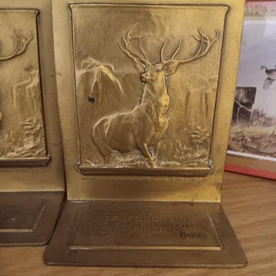BRASS HARTFORD FIRE INSURANCE COMPANY 1810-1935 BOOK ENDS, BOOKS AND GREETING CARDS