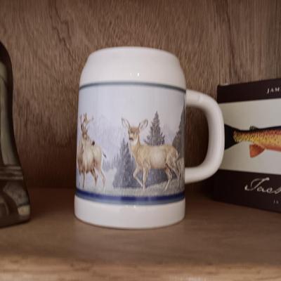 GATCO BRASS DUCK HEAD BOOKENDS, GREATEST GRANDPA MUG AND TACKLE BOX NOTE CARDS
