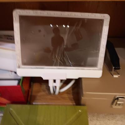 GREETING CARDS, 2 METAL FILE BOXES, VARIOUS BATTERIES, EXTENSION CORDS AND PADLOCKS