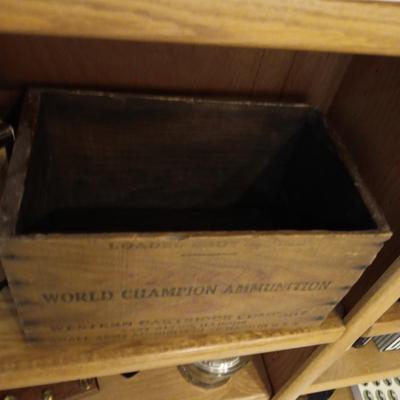 WOODEN VINTAGE AMMO BOX AND A CIGAR BOX